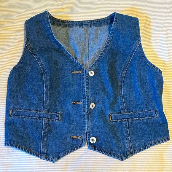 Blue Denim button up vest size large - Picture 1 of 2